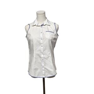 Brooks Brothers Red Fleece Shirt Womens 0 Sleeveless Button Up Collared Top
